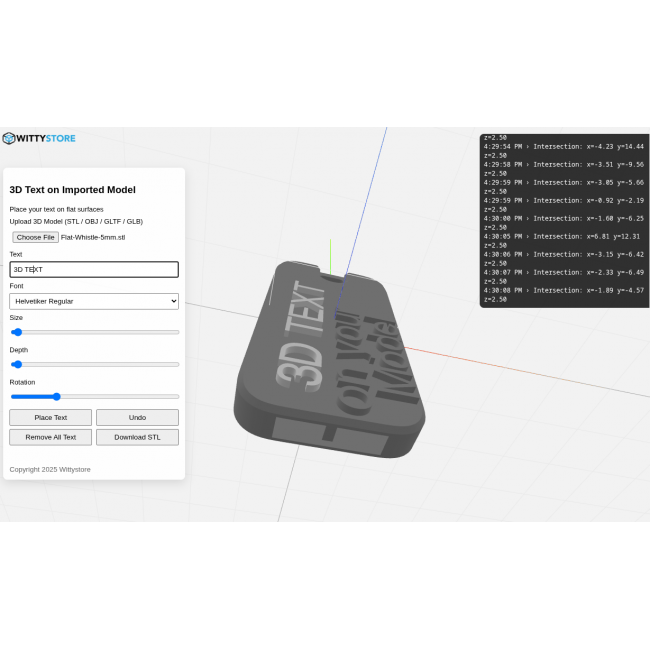 Text Insert Model 3D Text on Imported 3D Models - Free online tool