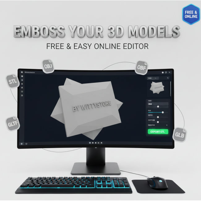 3D Text on Imported 3D Models - Free online tool